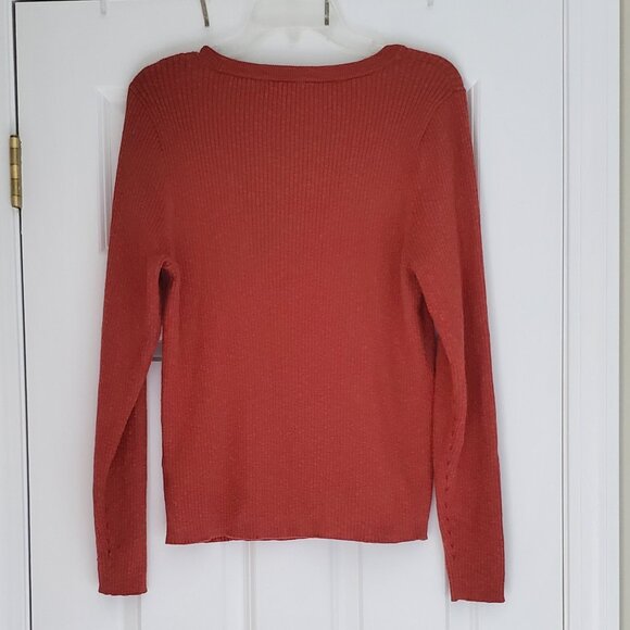 Madewell Long Sleeve Button Down Ribbed Scoop Neck Cardigan Top - Picture 6 of 6